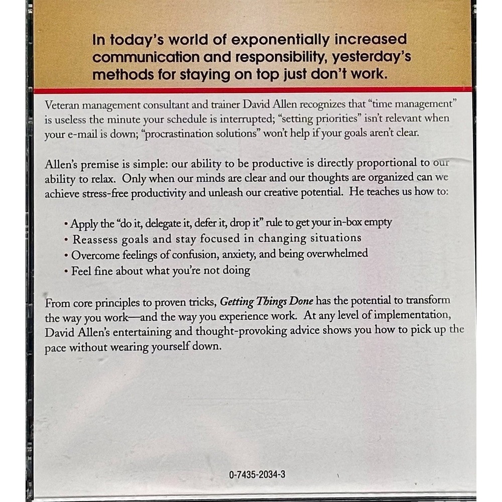 Getting Things Done by David Allen Audiobook CDs 3 Discs - Picture 2 of 4